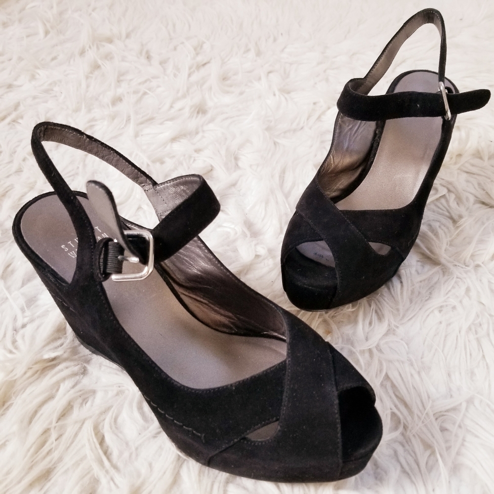 Stuart Weitzman Suede Wedge Sandals